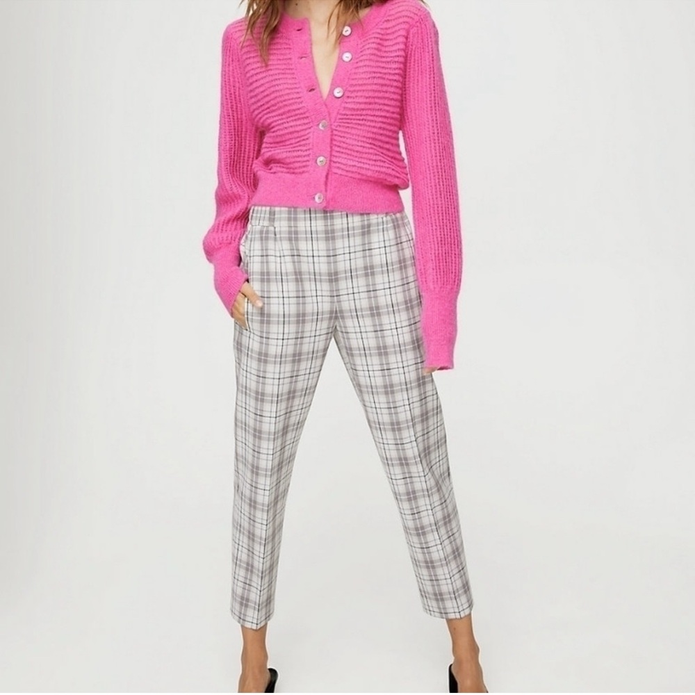 Aritzia Wilfred conan Cream plaid pants size 00 elastic waist